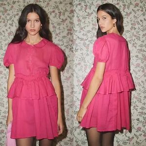 NWT Urban Outfitters Ruffle Kimchi Blue Maria Collared Mini Dress Size XS